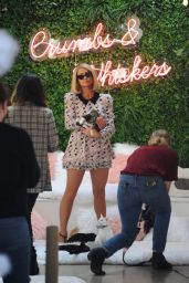 Paris Hilton at Crumbs & Whiskers | Kitten & Cat Cafe on Melrose Ave in LA 09/02/2021