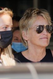 Sharon Stone Wearing an Animal Print Face Mask - Out in Zurich 09/24/2021