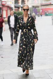 Vogue Williams in High Split Flowing Dress in London 09/26/2021