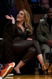 Adele Wearing a Brown Leather Jumpsuit - Los Angeles 10/19/2021