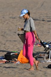 Alessandra Ambrosio on the Beach in Santa Monica 10/22/2021