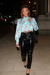 Alexandra Burke in PVC Trousers at Fiorucci Fashion Party in London 10/14/2021