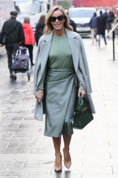 Amanda Holden in Matching Green Skirt and Top - London 10/29/2021