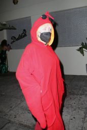 Billie Eilish in a Red Costume - Doja Cat’s Birthday Party in West Hollywood 10/20/2021