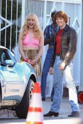 Emmy Rossum - Filming a Scene for "Angelyne" in LA 10/26/2021
