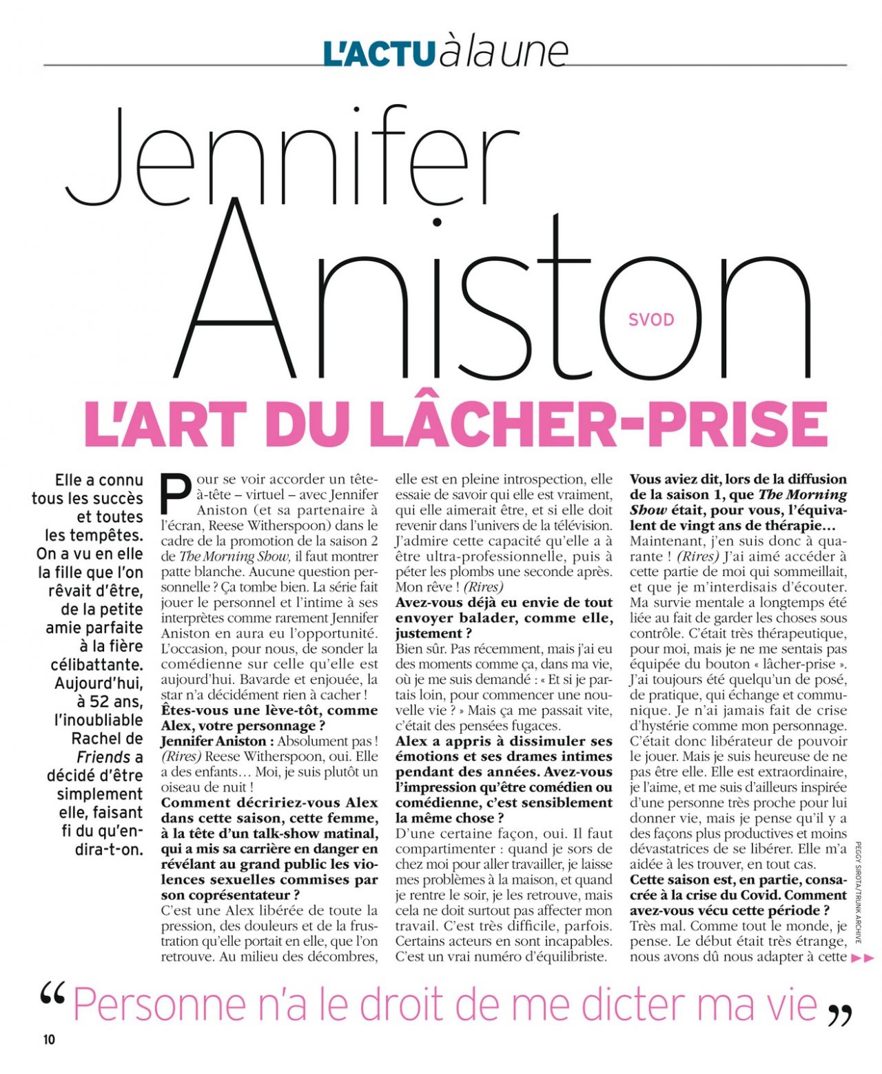 Jennifer Aniston - Télé 7 Jours 10/16/2021 Issue • CelebMafia