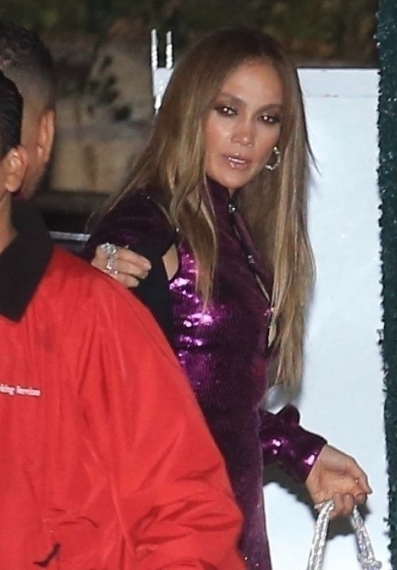 Jennifer Lopez in Sparkling Purple Dress - West Hollywood 10/23/2021