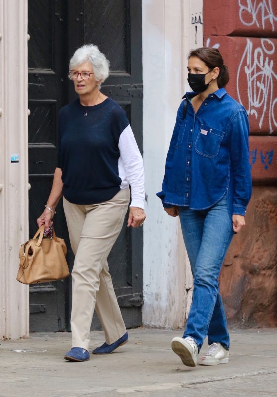 Katie Holmes in All Denim Look - Shopping With Mom Kathleen in NYC 10/09/2021