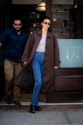 Kendall Jenner in a Brown Trench Coat and Blue Denim - New York City 10/14/2021
