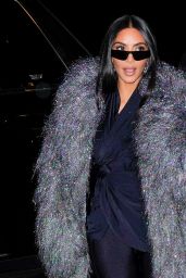 Kim Kardashian in Shimmery and Shaggy Coat - NYC 10/05/2021