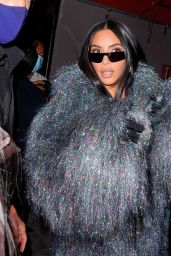 Kim Kardashian in Shimmery and Shaggy Coat - NYC 10/05/2021