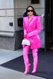 Kim Kardashian Wears All Pink Balenciaga Outfit - New York 10/07/2021
