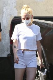 Kristen Stewart in White Mini Shorts - Out in Los Angeles 10/13/2021