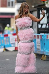 Lizzie Cundy in a Feathered Pink Dress 10/06/2021