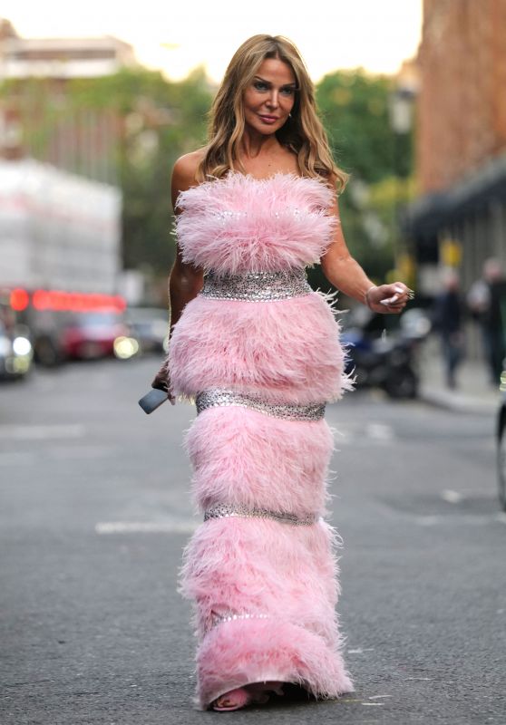 Lizzie Cundy in a Feathered Pink Dress 10/06/2021