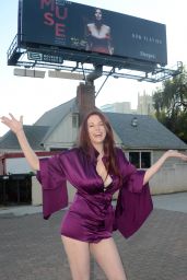 Maitland Ward - Poses in Front of Her New Billboard on Highland Ave in Hollywood 10/27/2021