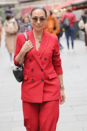 Myleene Klass Wearing a Striking Scarlet Trouser Suit - London 10/22/2021
