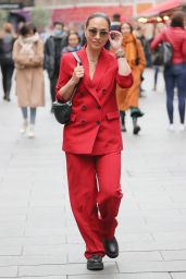 Myleene Klass Wearing a Striking Scarlet Trouser Suit - London 10/22/2021