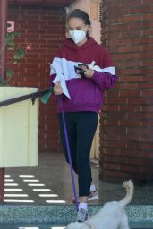 Natalie Portman Wears a Purple Hoody and Black Leggings - Los Feliz 10/22/2021