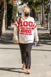 Rebel Wilson Wearing a Gucci 100 White Sweatshirt, Black Trousers and Leather Shoes - Beverly Hills 10/19/2021