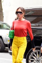 Victoria Beckham in a Colorful Stylish Outfit at the GMA in NYC 10/12/2021