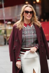 Amanda Holden in a Pencil Skirt and Patterned Top in London 11/15/2021