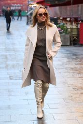 Amanda Holden in an Olive Dress and Knee High Boots - London 11/18/2021