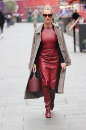 Amanda Holden in Burgundy Leather Dress - London 11/19/2021