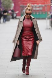 Amanda Holden in Burgundy Leather Dress - London 11/19/2021