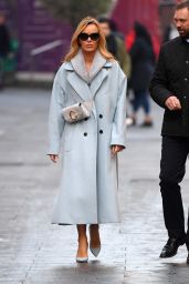Amanda Holden Wearing a Powder Blue Warm Coat - London 11/23/2021