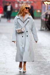 Amanda Holden Wearing a Powder Blue Warm Coat - London 11/23/2021