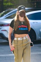 Ashley Benson in Cropped T-shirt - Los Feliz 11/04/2021