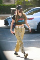 Ashley Benson in Cropped T-shirt - Los Feliz 11/04/2021