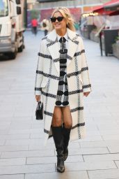 Ashley Roberts in a Black and White Mini and Coat - London 11/02/2021