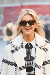Ashley Roberts in a Black and White Mini and Coat - London 11/02/2021