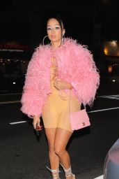 Draya Michele in a pink Feathered Top ant a Revealing Beige Jumpsuit 11/05/2021