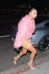 Draya Michele in a pink Feathered Top ant a Revealing Beige Jumpsuit 11/05/2021