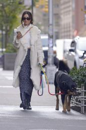 Emily Ratajkowski Wears A White Fur Coat - New York City 11/17/2021