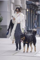 Emily Ratajkowski Wears A White Fur Coat - New York City 11/17/2021