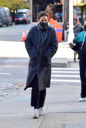 Katie Holmes Wearing a Heavy Trench Coat - New York 11/16/2021