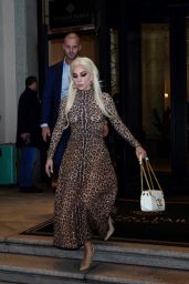 Lady Gaga in a Leopard Dress - Milan 11/13/2021