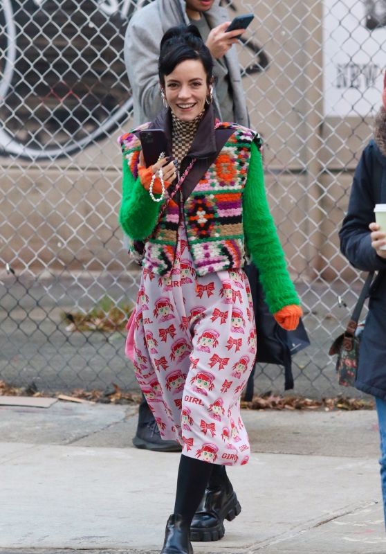 Lily Allen in a Colorful and Quirky Outfit - Shopping in Manhattan’s Soho Area 11/24/2021