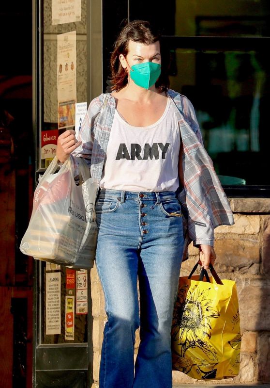 Milla Jovovich – Grocery Shopping in Los Feliz 11/22/2021