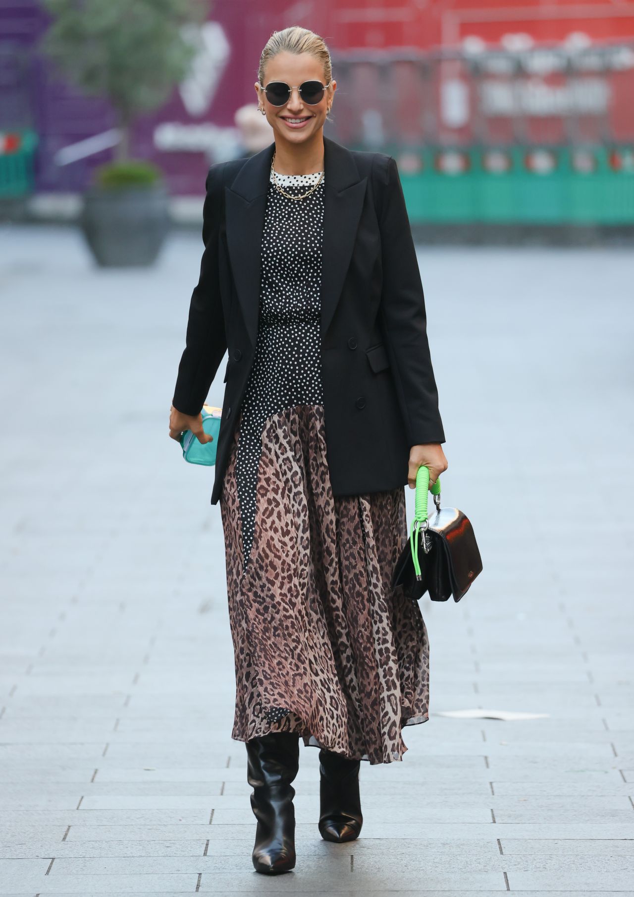 Vogue Williams in a Flowing Animal Print Dress - London 11/21/2021