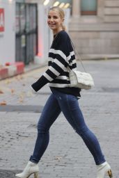 Vogue Williams in a Striped Top and Ripped Denim - London 11/14/2021