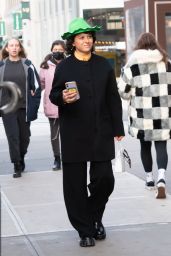 Alia Shawkat - Out in a Holiday Green Hat in NY 12/01/2021