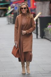 Amanda Holden in a Smart Brown Coat and Matching Knitted Dress - London 12/07/2021
