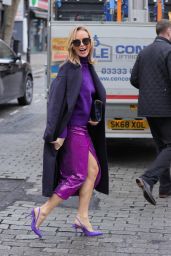 Amanda Holden Wears a Festive High Split Sparkling Skirt - London 12/13/2021