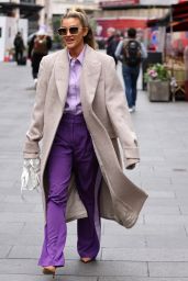 Ashley Roberts in a Lilac Shirt and Purple Flared Trousers - London 12/07/2021