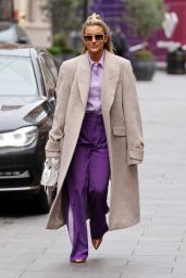 Ashley Roberts in a Lilac Shirt and Purple Flared Trousers - London 12/07/2021